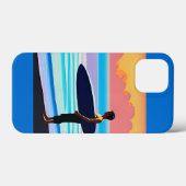 Surfer staande op een strand bij zonsondergang Case-Mate iPhone case (Achterkant (horizontaal))
