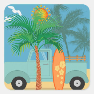 Surfer-Sticker Vierkante Sticker