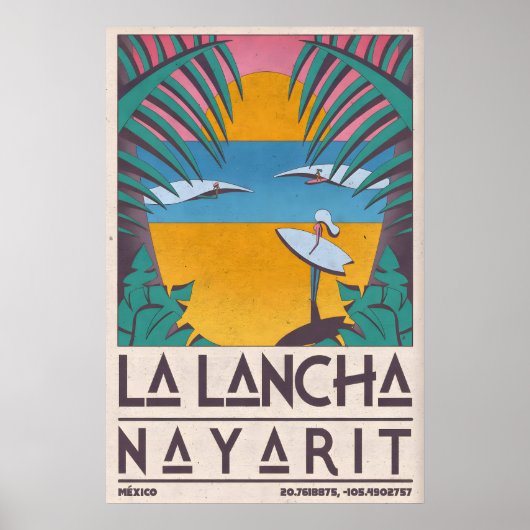 Surfer Strand Kunstprint Vintage 70s Surf Scene Poster (Voorkant)