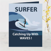 Surfer Strand Surfen Groet Kaart (Gele Bloem)