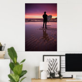 Surfer Sunrise Poster (Thuiskantoor)