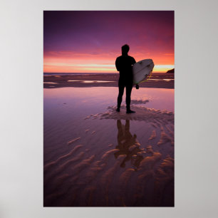 Surfer Sunrise Poster