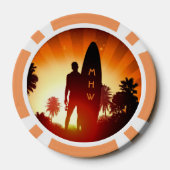 Surfer Sunset aangepaste monogram poker chips (Achterkant)