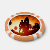Surfer Sunset aangepaste monogram poker chips (Enkel)