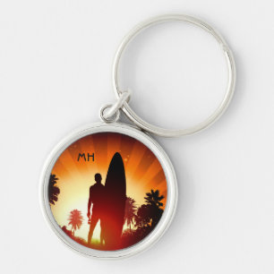 Surfer Sunset aangepaste monogram sleutelketens Sleutelhanger