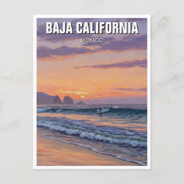 Surfer Sunset Baja California Briefkaart