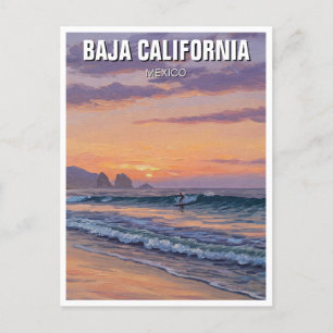 Surfer Sunset Baja California Briefkaart