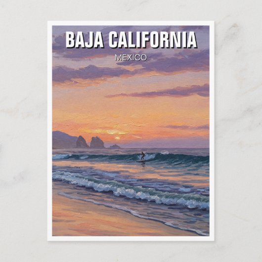 Surfer Sunset Baja California Briefkaart (Voorkant)