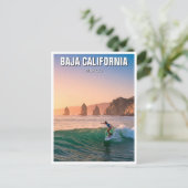 Surfer Sunset Baja California Briefkaart (Staand voorkant)