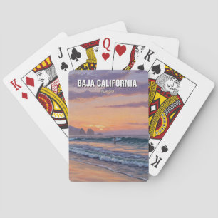 Surfer Sunset Baja California Pokerkaarten
