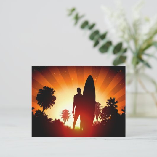 Surfer Sunset briefkaart (Staand voorkant)