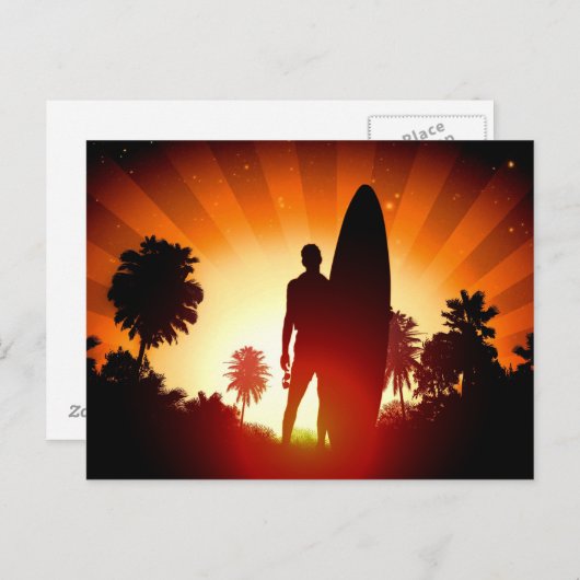 Surfer Sunset briefkaart (Voorkant / Achterkant)