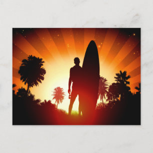 Surfer Sunset briefkaart