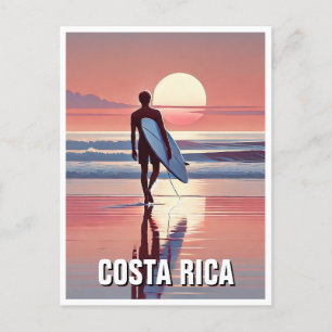 Surfer Sunset Costa Rica Briefkaart