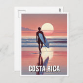 Surfer Sunset Costa Rica Briefkaart (Voorkant / Achterkant)