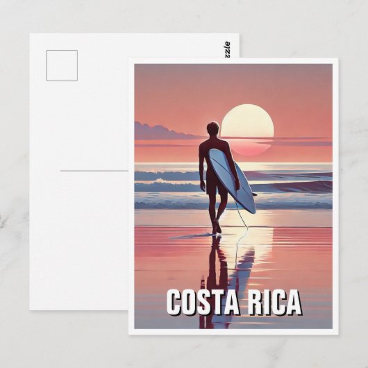 Surfer Sunset Costa Rica Briefkaart (Voorkant / Achterkant)