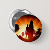 Surfer Sunset-knop Ronde Button 5,7 Cm (Voorkant /achterkant)