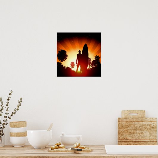 Surfer Sunset poster (Keuken)