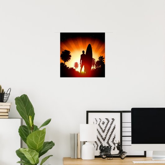 Surfer Sunset poster (Thuiskantoor)