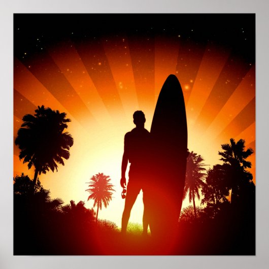 Surfer Sunset poster (Voorkant)