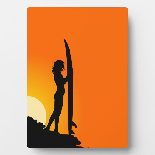surfer sunset silhouet fotoplaat (voorkant)