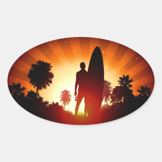 Surfer Sunset stickers (Voorkant)