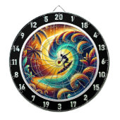 Surfer Sunset Wave artwork Dartbord (Voorkant)