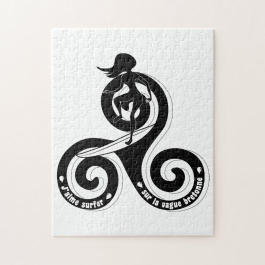 Surfer sur la vague breton (versievrij femme) legpuzzel (Verticaal)