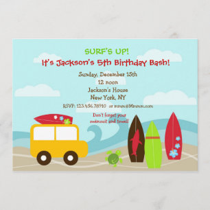 Surfer Surf Birthday Party Kaart