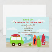 Surfer Surf Birthday Party Kaart (Voorkant / Achterkant)