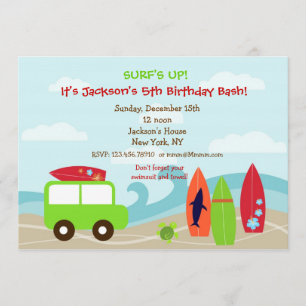 Surfer Surf Birthday Party Kaart