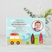 Surfer Surf Foto van Birthday Party Kaart (Staand voorkant)