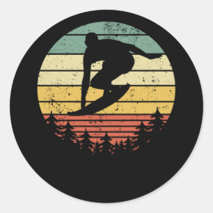 Surfer Surfboard Surfboard Surfing Retro Gift Idea Ronde Sticker