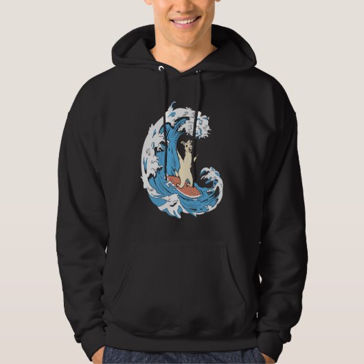 Surfer Surfboard Waves Surfrider Surfing Llama Hoodie (Voorkant)
