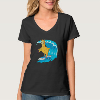 Surfer Surfboard Waves  Surfrider Surfing Llama T-shirt