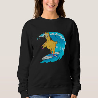 Surfer Surfboard Waves  Surfrider Surfing Llama Trui