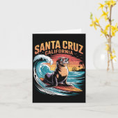 Surfer surfen 70s 80s Santa Cruz Californië Retro Kaart (Gele Bloem)