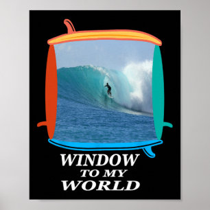 Surfer, surfen, golven, oceaan, surfplanken raam T Poster