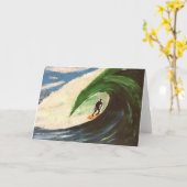 Surfer Surfen Tuberide schilderij wenskaart kunst Kaart (Gele Bloem)