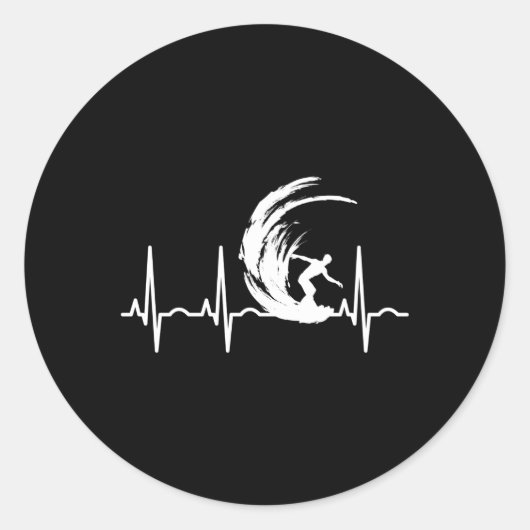 Surfer Surfen voor Hebeat Ronde Sticker (Voorkant)