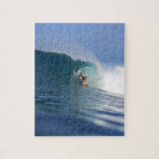 Surfer surfende grote blauwe rif golf legpuzzel (Verticaal)