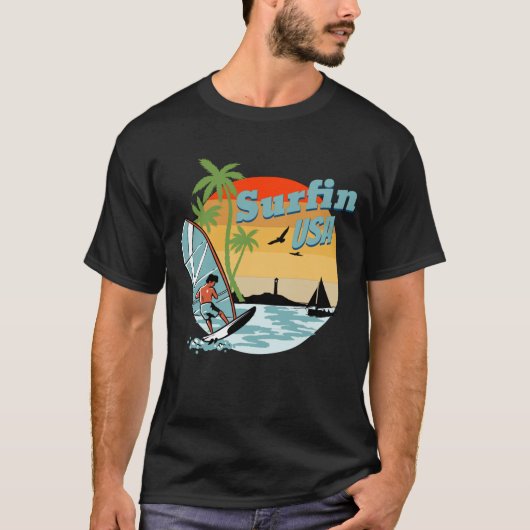 surfer surfin in de vs t-shirt (Voorkant)