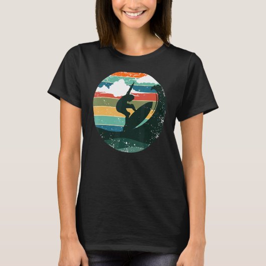 Surfer Surfing Ride Wave Retro Beach Summe T-shirt (Voorkant)