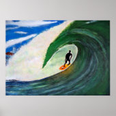 Surfer Surfing Tuberide wall of oceawater poster (Voorkant)