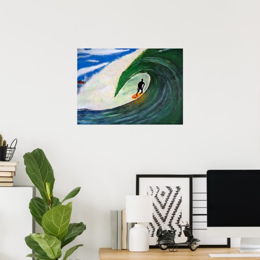 Surfer Surfing Tuberide wall of oceawater poster (Thuiskantoor)