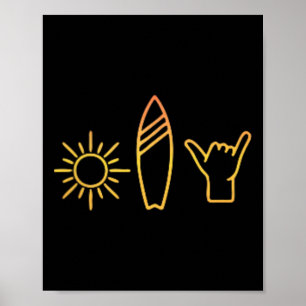 Surfer Surfplank Vintage Surfen Strand Zomer Surfe Poster
