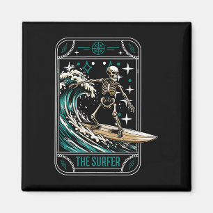 Surfer Surft op Surfplank - Golven Skelet Tarot Ca Magneet