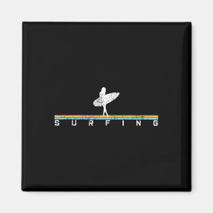 Surfer surft op surfplank vintage retro stijl magneet