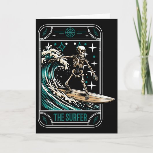 Surfer Surft Surfboard - Golven Skelet Tarot Ca Kaart (Voorkant)