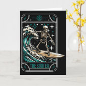 Surfer Surft Surfboard - Golven Skelet Tarot Ca Kaart (Gele Bloem)